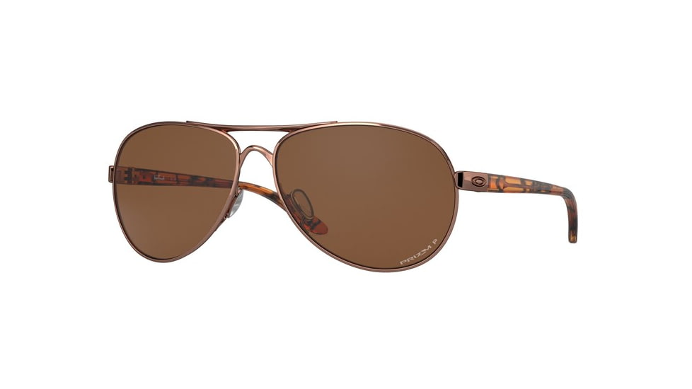 Oakley OO4079 Feedback Sunglasses - Women's, Rose Gold Frame, Prizm Tungsten Polarized Lenses, 407931-59