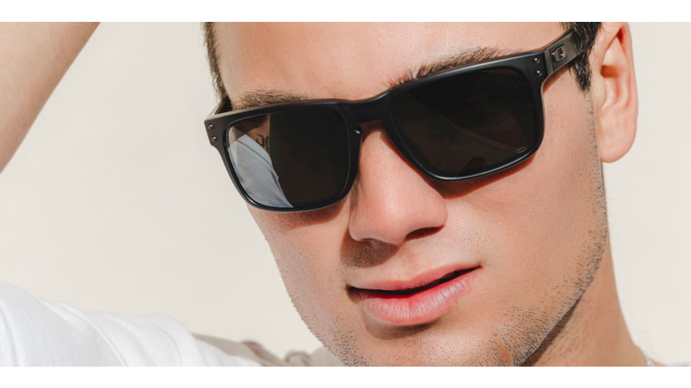 Oakley OO9102 Holbrook Sunglasses, Matte Black Frame, Prizm Black Polarized Lenses, OO9102-9102D6-55