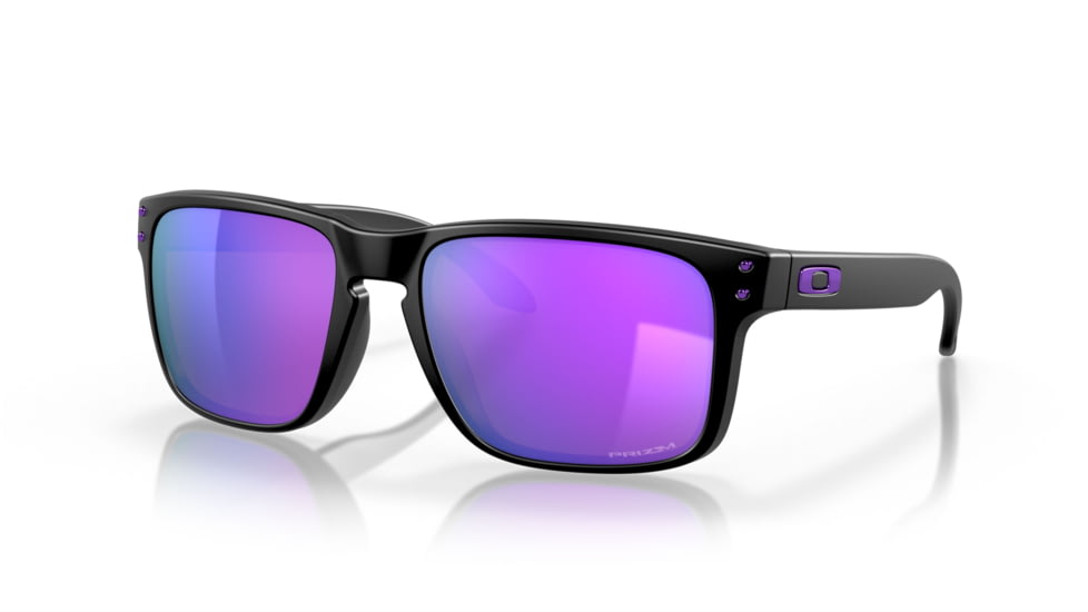 Oakley OO9102 Holbrook Sunglasses, Matte Black Frame, Prizm Violet Lenses, OO9102-9102K6-55