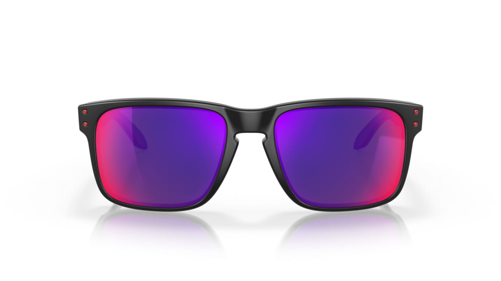 Oakley OO9102 Holbrook Sunglasses, Matte Black Frame, Red Idrium Lenses, OO9102-36