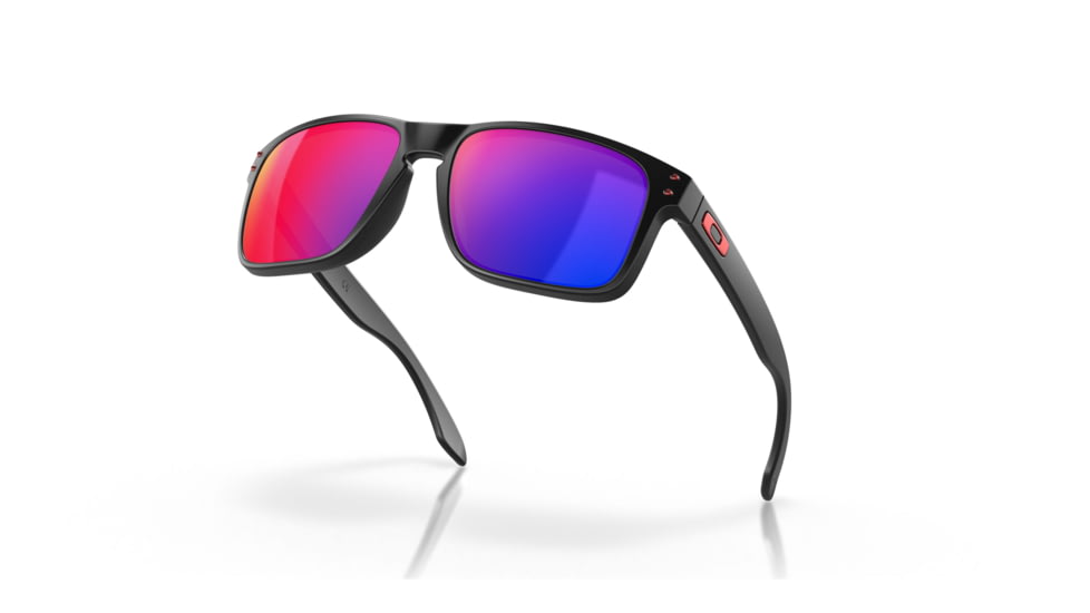 Oakley OO9102 Holbrook Sunglasses, Matte Black Frame, Red Idrium Lenses, OO9102-36