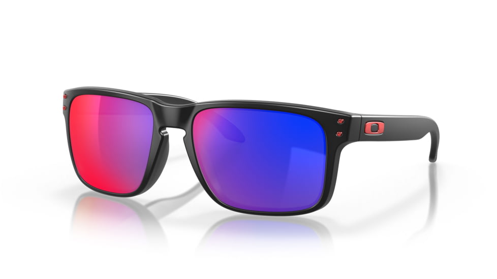 Oakley OO9102 Holbrook Sunglasses, Matte Black Frame, Red Idrium Lenses, OO9102-36