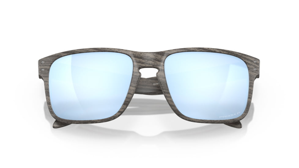 Oakley OO9102 Holbrook Sunglasses, Wood Grain Frame, Prizm Deep H2o Polarized Lenses, OO9102-9102J9-55