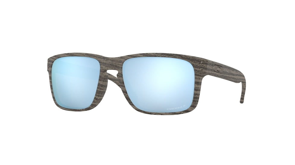 Oakley OO9102 Holbrook Sunglasses, Wood Grain Frame, Prizm Deep H2o Polarized Lenses, OO9102-9102J9-55
