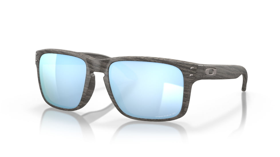 Oakley OO9102 Holbrook Sunglasses, Wood Grain Frame, Prizm Deep H2o Polarized Lenses, OO9102-9102J9-55