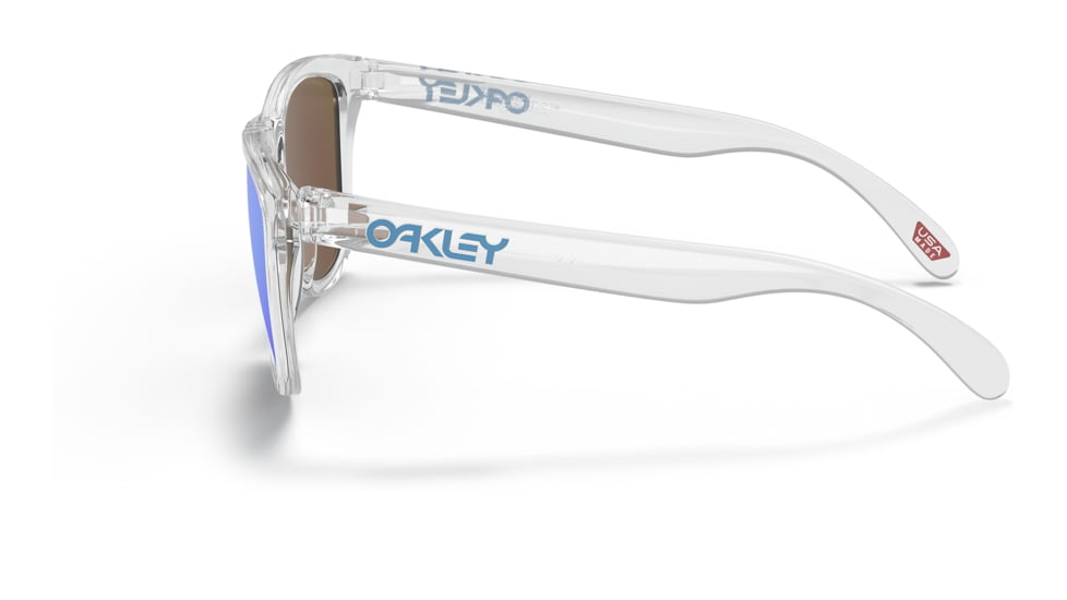 Oakley OO9245 Frogskins A Sunglasses - Mens, Crystal Clear Frame, Prizm Sapphire Lens, Asian Fit, 54, OO9245-9245A7-54
