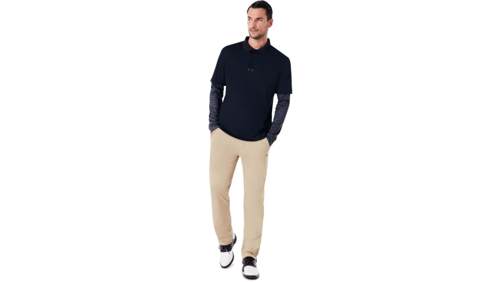 Oakley Polo Shirt Long Sleeve Printed Sleeve - Mens, Blackout, Medium, 434225-02E-M