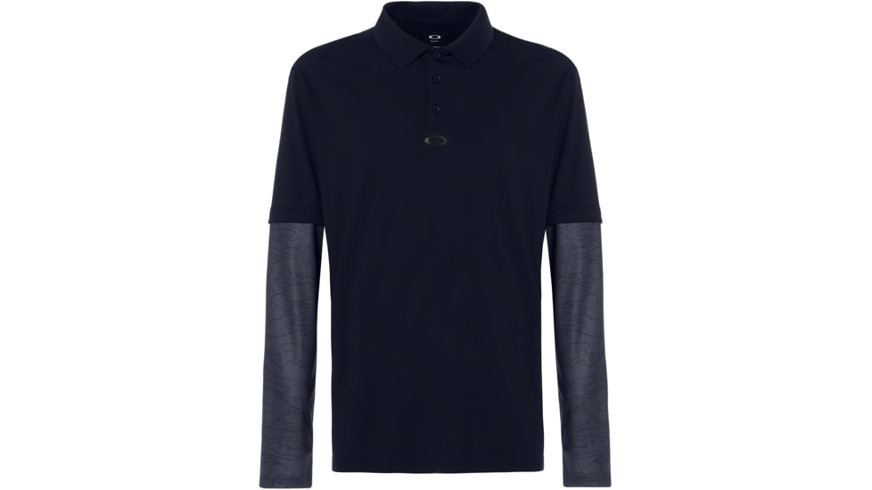Oakley Polo Shirt Long Sleeve Printed Sleeve - Mens, Blackout, Medium, 434225-02E-M