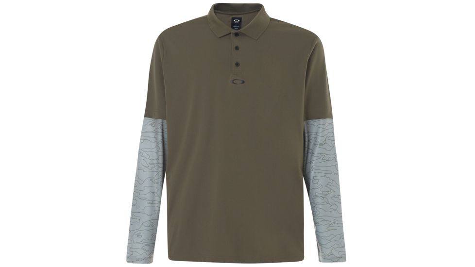 Oakley Polo Shirt Long Sleeve Printed Sleeve - Mens, Dark Brush, Medium, 434225-86V-M