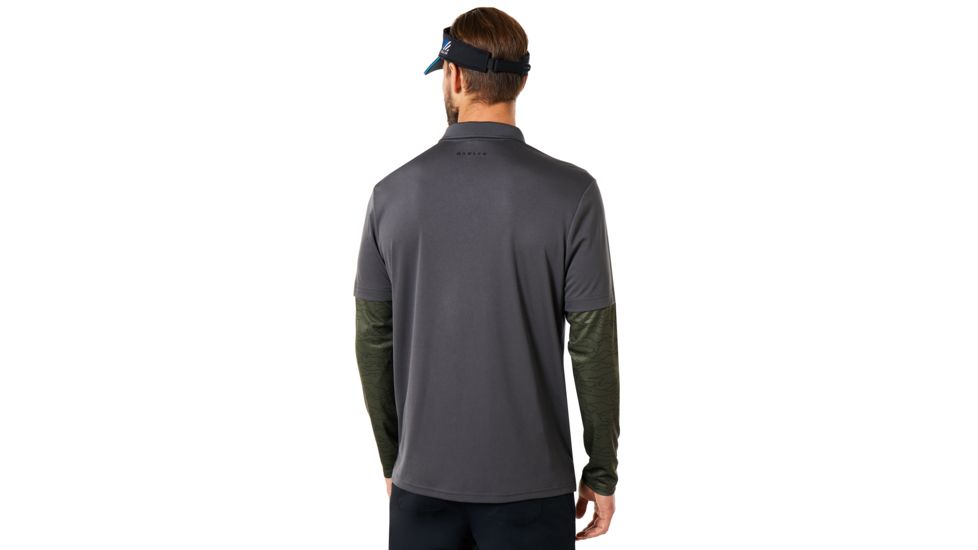 Oakley Polo Shirt Long Sleeve Printed Sleeve - Mens, Forged Iron, Extra Small, 434225-24J-XS
