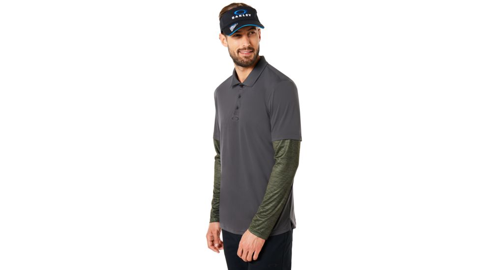 Oakley Polo Shirt Long Sleeve Printed Sleeve - Mens, Forged Iron, Extra Small, 434225-24J-XS