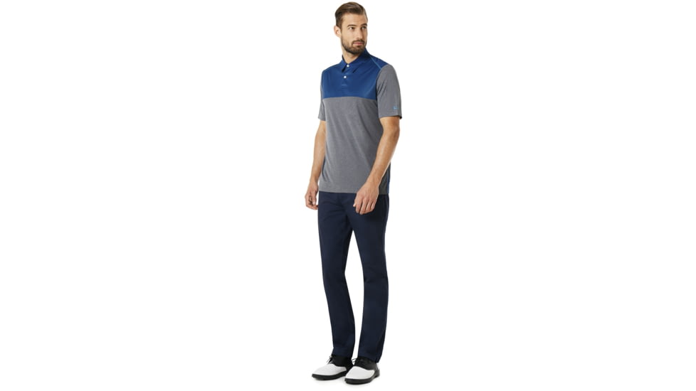 Oakley Polo Shirt Short Sleeve Color Block - Mens, Athletic Heather Grey, Large 434228-24G-L