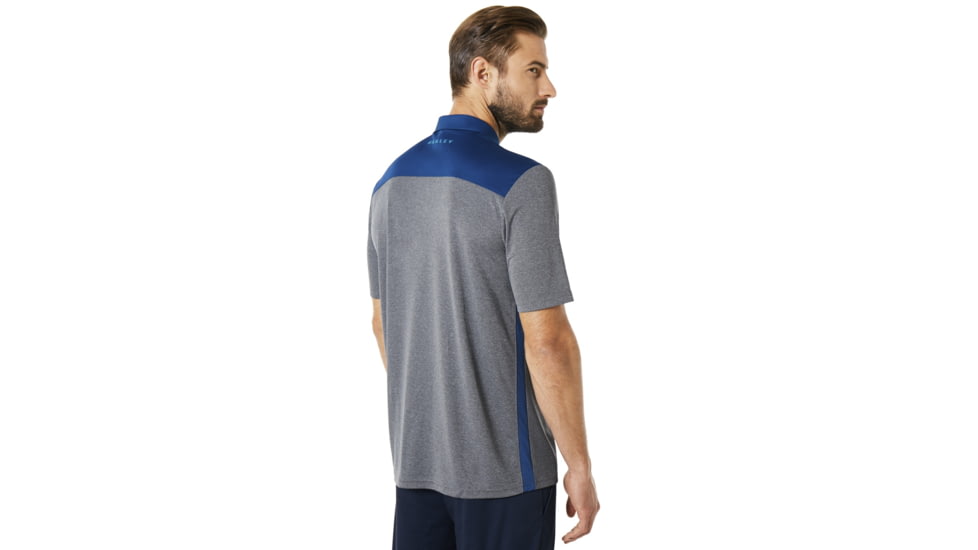 Oakley Polo Shirt Short Sleeve Color Block - Mens, Athletic Heather Grey, Large 434228-24G-L