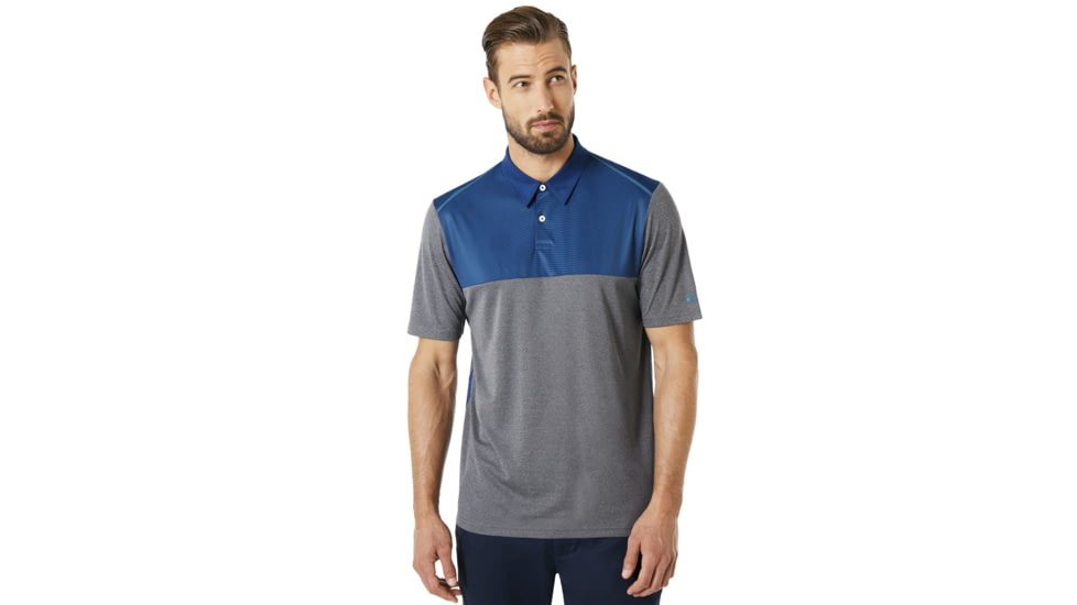 Oakley Polo Shirt Short Sleeve Color Block - Mens, Athletic Heather Grey, Large 434228-24G-L