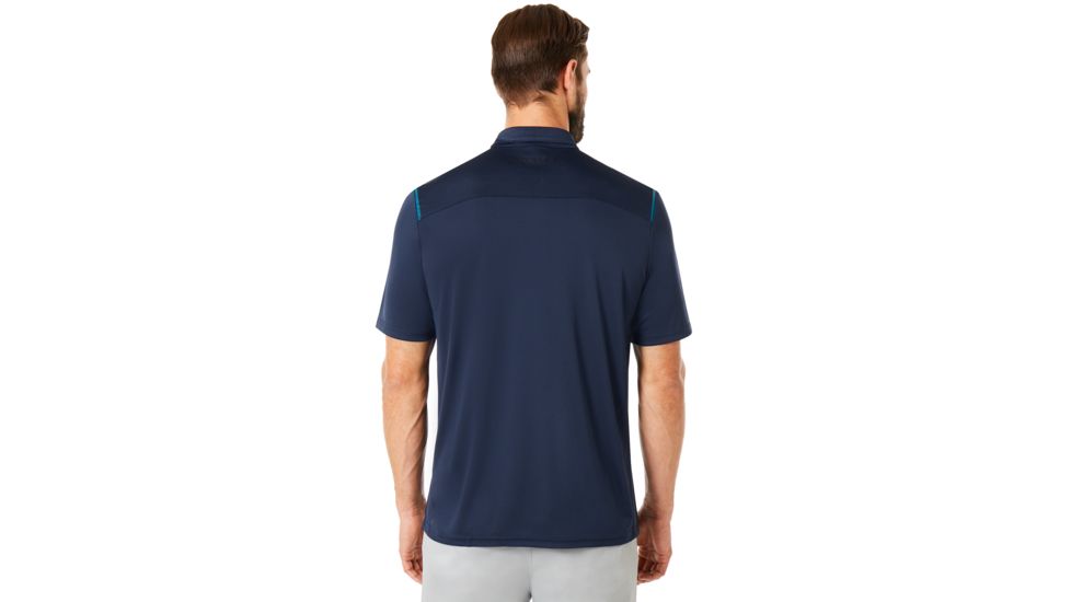 Oakley Polo Shirt Short Sleeve Striped Ellipse - Mens, Fathom, Small, 434229-6AC-S