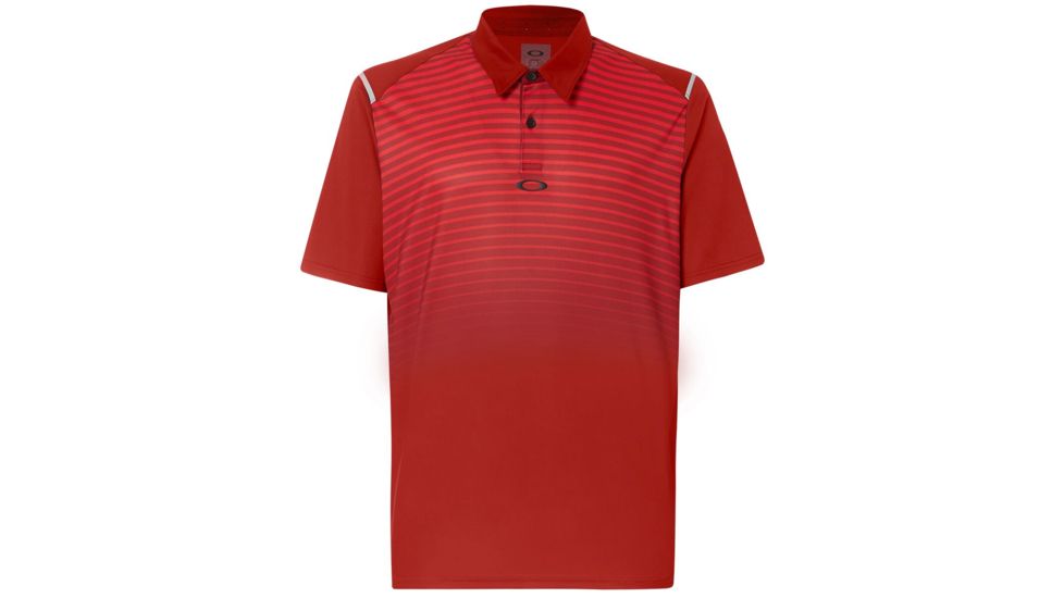Oakley Polo Shirt Short Sleeve Striped Ellipse - Mens, Iron Red, Large, 434229-80U-L