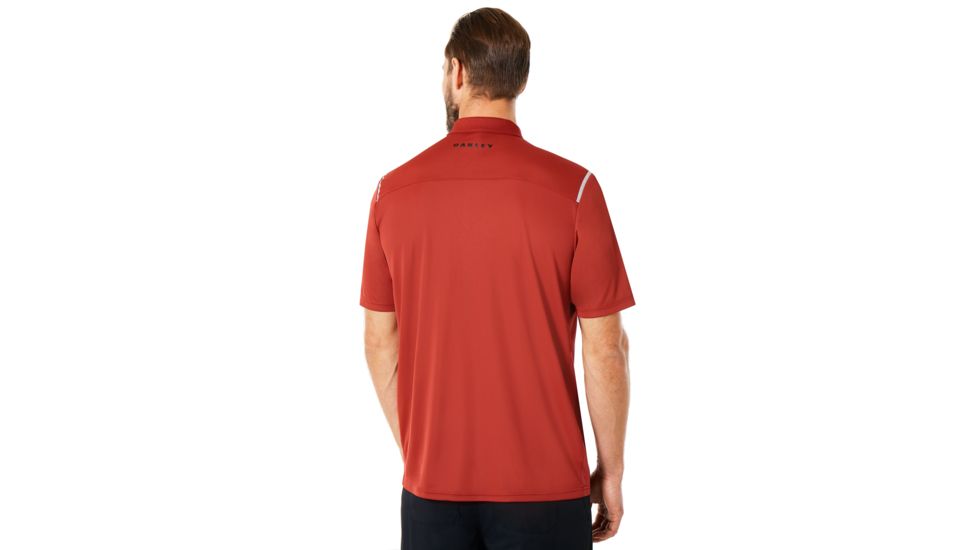 Oakley Polo Shirt Short Sleeve Striped Ellipse - Mens, Iron Red, Small, 434229-80U-S