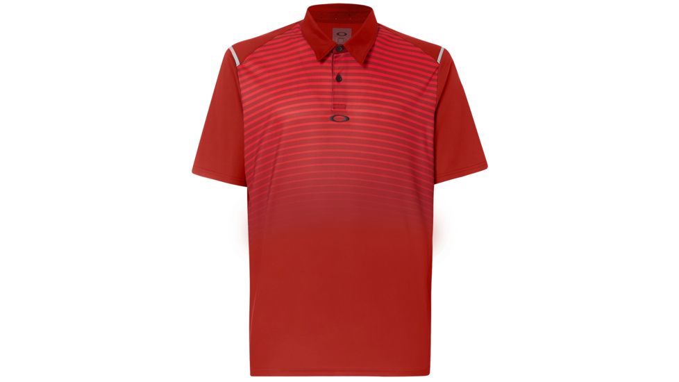 Oakley Polo Shirt Short Sleeve Striped Ellipse - Mens, Iron Red, Small, 434229-80U-S
