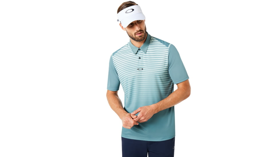 Oakley Polo Shirt Short Sleeve Striped Ellipse - Mens, Ore, Medium, 434229-6BQ-M