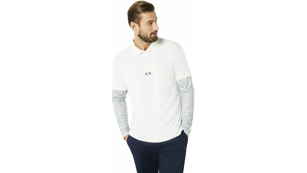 Oakley Printed Long Sleeve Polo Shirt - Mens, Arctic White, Extra Small, 434225-10R-XS