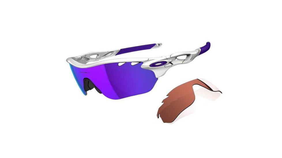 Oakley Radarlock Edge Womens Sunglasses Polished White Frame, Violet Iridium Vented and VR28 Vented Lens OO9183-06
