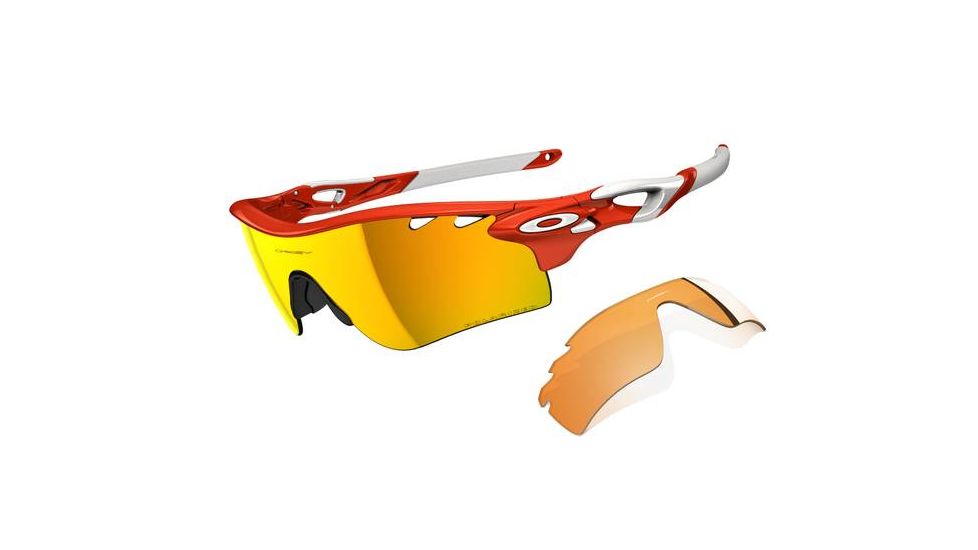 Oakley Radarlock Path Blood Orange Frame w/ Fire Iridium Polarized Lenses Men's Sunglasses OO9181-08