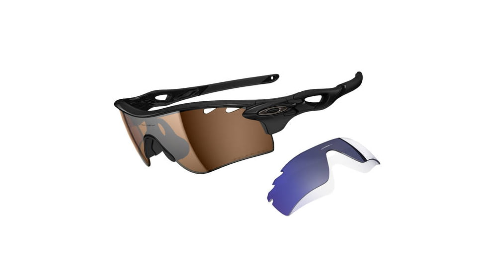 Oakley Radarlock Path Mens Sunglasses Polished Black Frame, Bronze Polarized Vented and Deep Blue Polarized Vented Lens OO9181-25