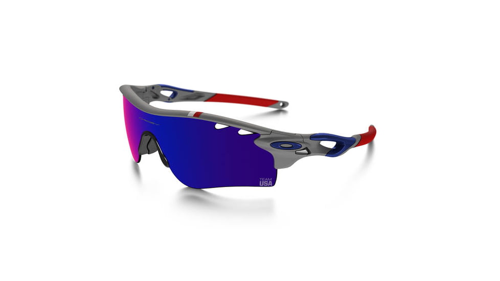 Oakley Radarlock Path Mens Sunglasses Team USA Grey Frame, Positive Red Iridium Vented Vented Lens OO9181-11