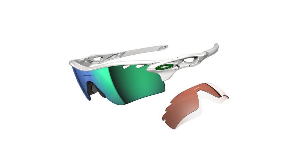 Oakley Radarlock Path Mens Sunglasses Polished White Frame, Jade Iridium Vented and VR28 Vented Lens OO9181-22
