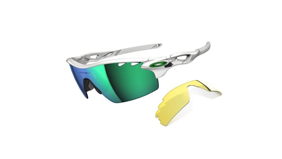 Oakley Radarlock Pitch Polished White Frame w/ Jade Iridium Lenses Men's Sunglasses OO9182-03