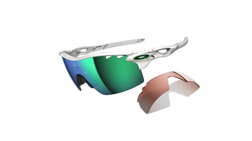 Oakley Radarlock XL Mens Sunglasses Polished White Frame, Jade Iridium Vented and VR28 Vented Lens OO9170-03