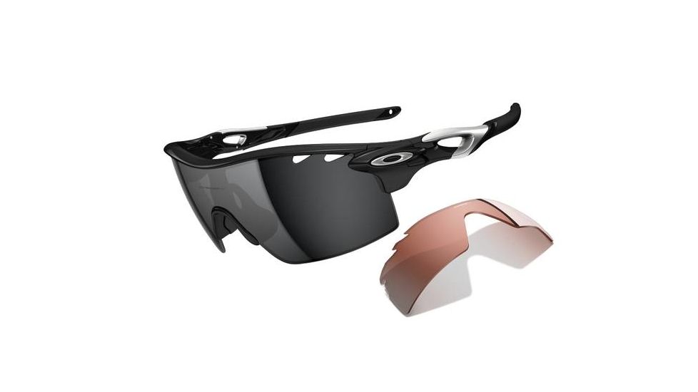 Oakley Radarlock XL Straight Mens Sunglasses Polished Black Frame, Black Iridium Vented and VR28 Vented Lens OO9196-05