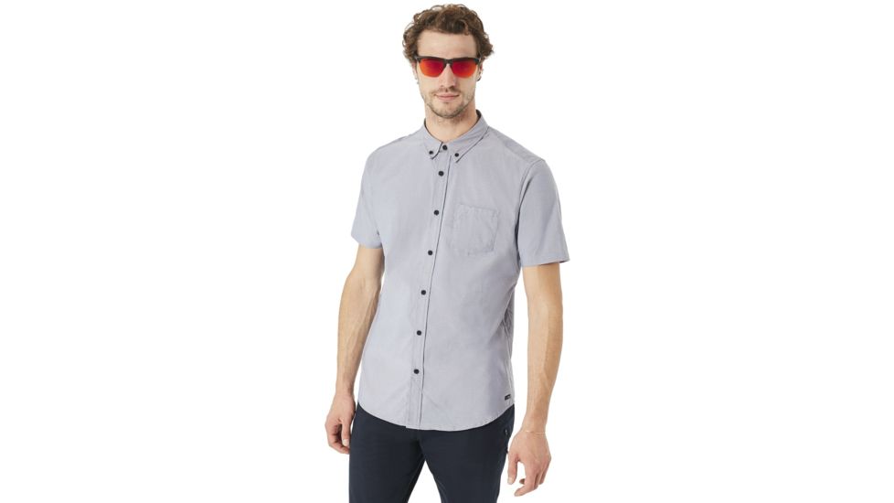 Oakley Short Sleeve Solid Woven - Mens, Fathom, Extra Large 401860-6AC-XL