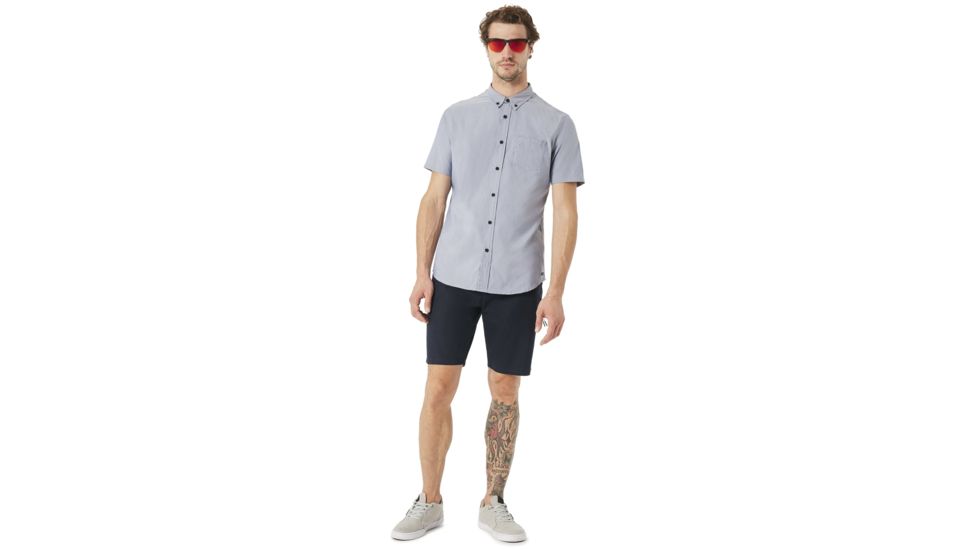 Oakley Short Sleeve Solid Woven - Mens, Fathom, Extra Large 401860-6AC-XL