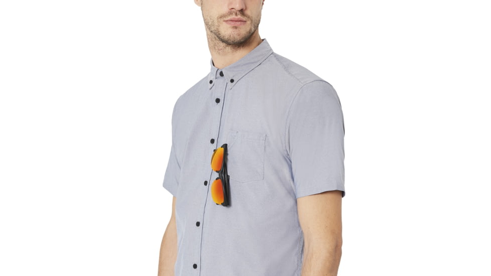 Oakley Short Sleeve Solid Woven - Mens, Fathom, Extra Large 401860-6AC-XL