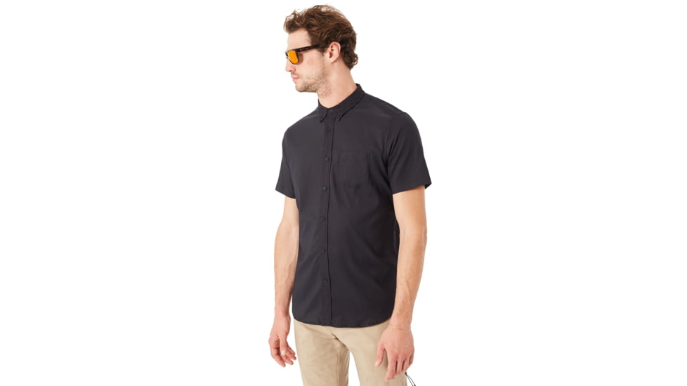 Oakley Short Sleeve Solid Woven - Mens, Blackout, Large, 401860-02E-L