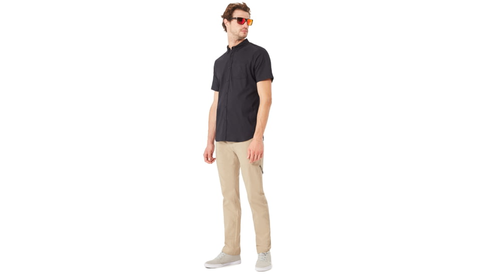 Oakley Short Sleeve Solid Woven - Mens, Blackout, Large, 401860-02E-L