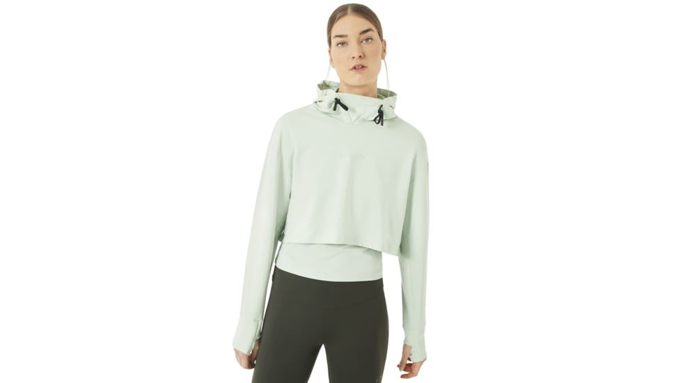 Oakley Crop Fleece Hoodie - Womens, Aqua Foam, Large, 561324-7B4-L