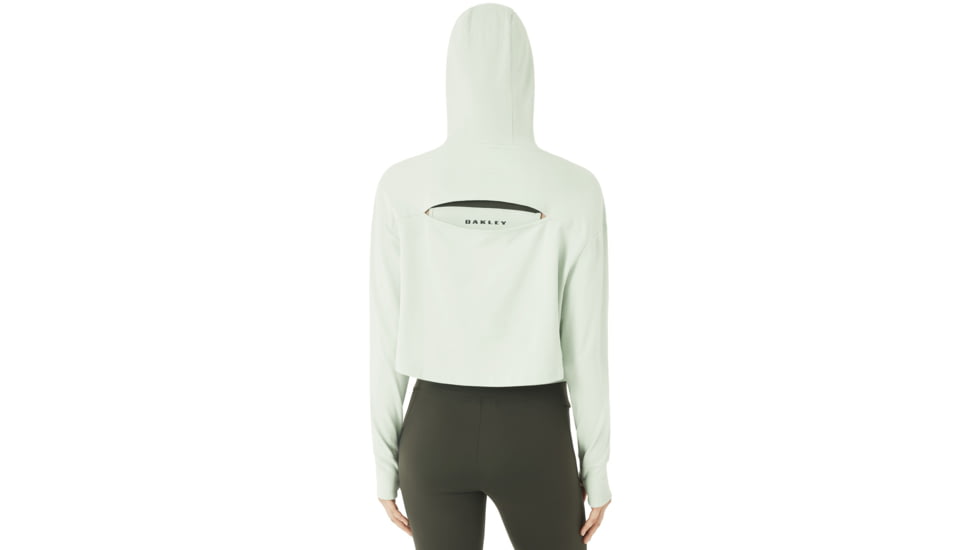 Oakley Crop Fleece Hoodie - Womens, Aqua Foam, Large, 561324-7B4-L