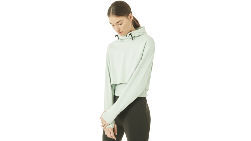 Oakley Crop Fleece Hoodie - Womens, Aqua Foam, Large, 561324-7B4-L