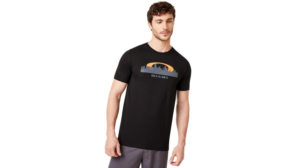 Oakley Miami Skyline Sunset Short Sleeve Tee - Mens, Blackout, Medium, 457795-02E-M