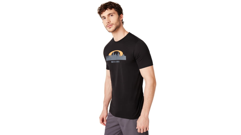 Oakley Miami Skyline Sunset Short Sleeve Tee - Mens, Blackout, Medium, 457795-02E-M