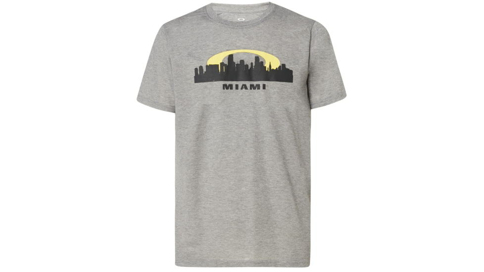 Oakley Miami Skyline Sunset Short Sleeve Tee - Mens, Gray Melange, Large, 457795-2GM-L