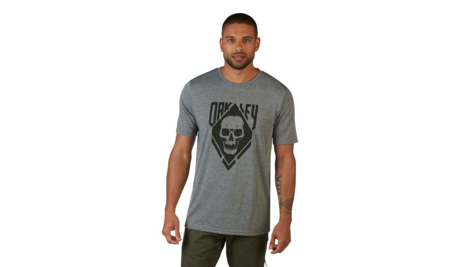 Oakley SI O-Oakley Skull Tee - Mens, Athletic Heather Grey, Small, 456500-24G-S