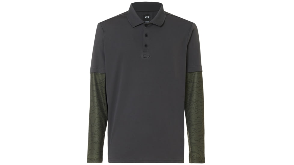Oakley SI Polo Shirt Long Sleeve Printed Sleeve - Mens, Forged Iron, 3XL, 434225-24J-XXXL