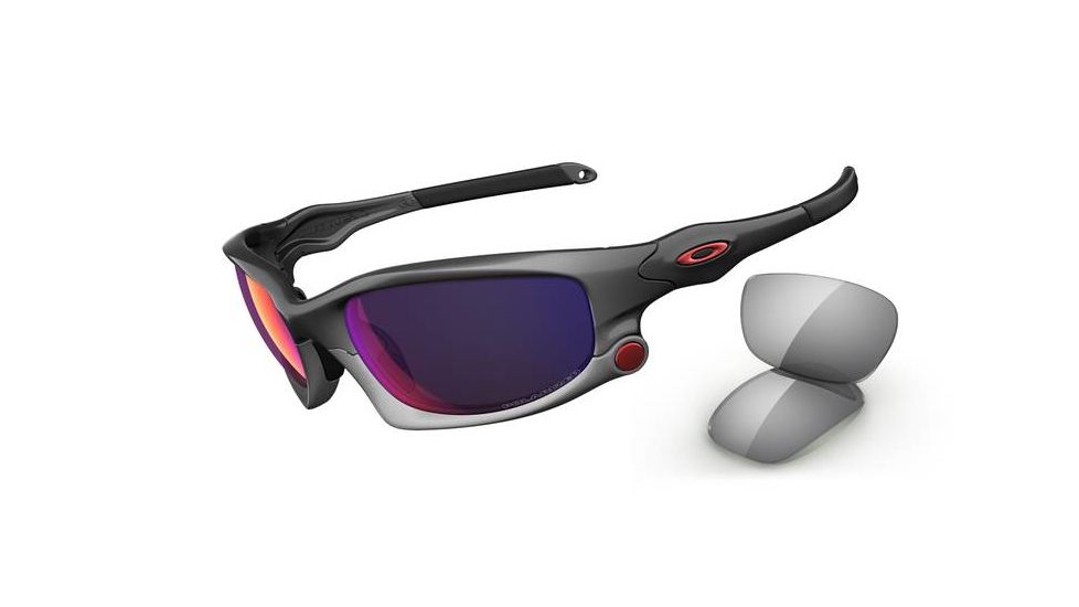 Oakley Split Jacket Sunglasses, Dark Grey Frame, Positive Red Irid Lens OO9099-06