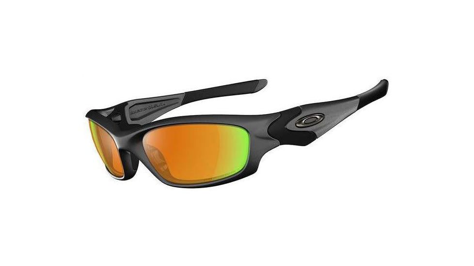 Oakley Straight Jacket Dark Grey Frame w/ Fire Iridium Polarized Lenses Sunglasses 24-123