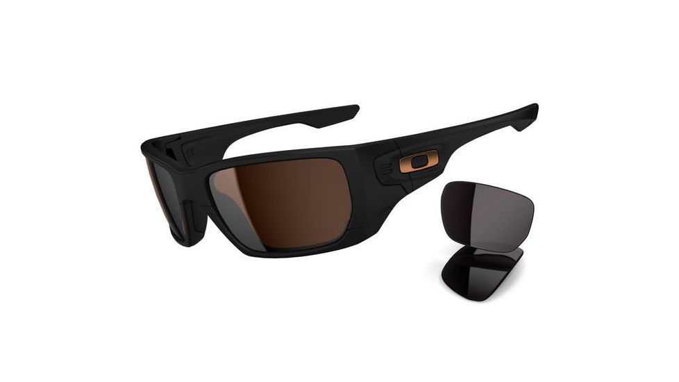 Oakley Style Switch Mens Sunglasses Matte Black Frame, Dark Bronze and Warm Grey Lens OO9194-04