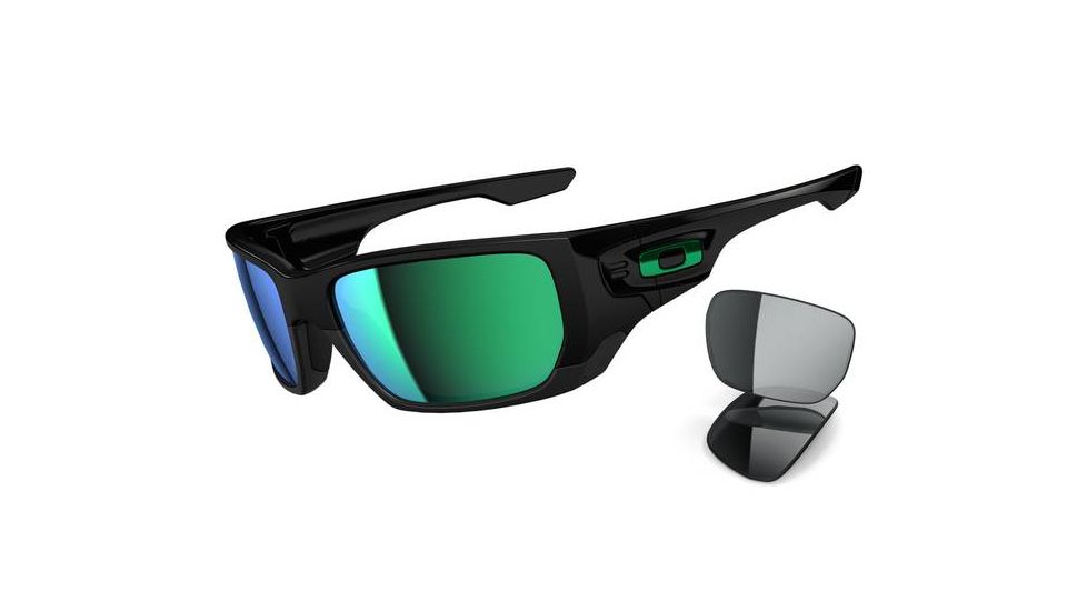 Oakley Style Switch Mens Sunglasses Polished Black Frame, Jade Iridium and Grey Lens OO9194-02