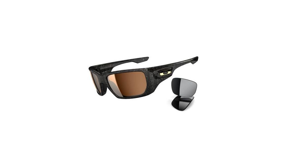 Oakley Style Switch Mens Sunglasses Polished Black Gold Text Frame, Tungsten Iridium and Black Iridium Lens OO9194-05